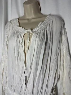 Free People Dress Long Sleeve Lace Boho Peasant Mini Tunic Fairy Grunge Gauzy thumbnail 2