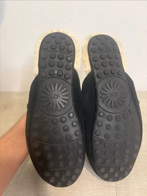 UGG Black Suede Plush-Lined Slip-On Slippers 8.5 thumbnail 5