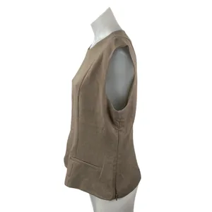 NEW Abercrombie & Fitch Women's Tan Sleeveless Pocket Tank Blouse Top Size L thumbnail 3