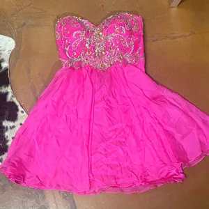 2 Cute Fuchsia Embellished Prom Dress thumbnail 1