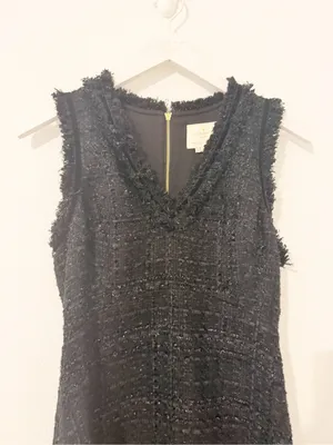 Kate Spade Black Sparkle Sleeveless Tweed Dress Cocktail Size 2 thumbnail 3