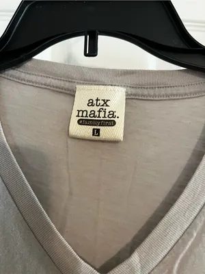 Atx Mafia Women’s Taupe V‑Neck Graphic Tee thumbnail 3