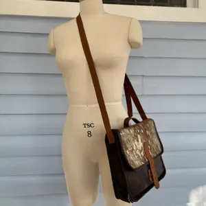 Leather Cowhide Crossbody Bag Gold thumbnail 3