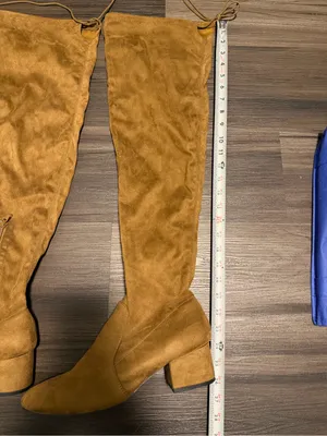 Women’s Over-the-Knee Block Heel Boots in Mustard thumbnail 3