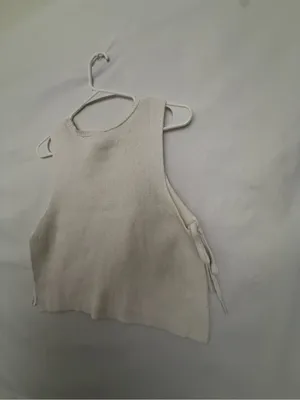 White House Black Market Sweater Vest Small Off White Side Tie Sleeveless(A919) thumbnail 9