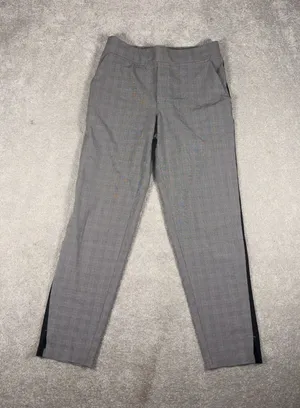 Athleta Pants Womens 4 Gray Black Plaid Brooklyn Ankle‎ Side Stripe Stretch thumbnail 1