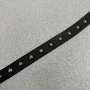 Donald J Pliner Belt Womens Small Black Studded Leather Brass Buckle Skinny thumbnail 3