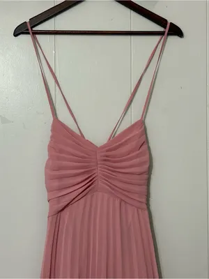 ASOS Design Pleated Midi Dress Pink Strappy Open Back NWT Size 8 Wedding thumbnail 2