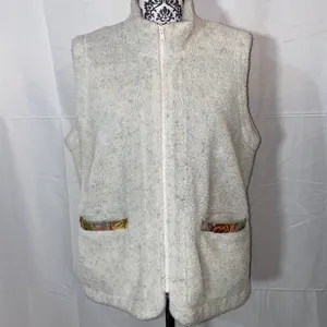 Vintage Orvis Sherpa Fleece Tapestry Trimmed Full Zip Vest Size Large thumbnail 2