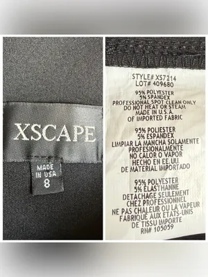 Xscape Cascade Ruffle Sheath Dress Women’s 8 Off Shoulder Cocktail Party Black thumbnail 14