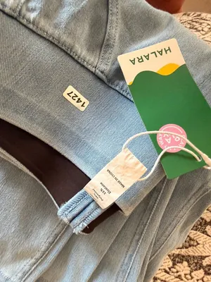 Halara XS Full-Length Light Blue Denim-Look Leggings XS Cotton Blend thumbnail 7