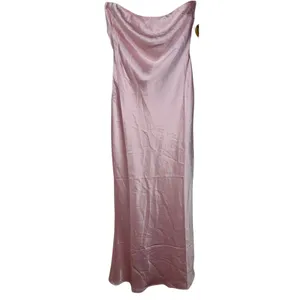 NWT Babyboo Rheanna Blush Pink Satin Strapless Cowl Neck Maxi Dress Women Size S thumbnail 9
