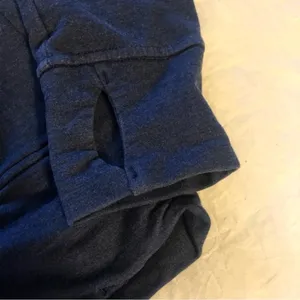 Patagonia Organic Cotton Navy Zip Up Gorpcore Sweatshirt Thumbholes M thumbnail 7