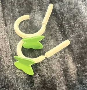 Cream green butterfly hoops thumbnail 1