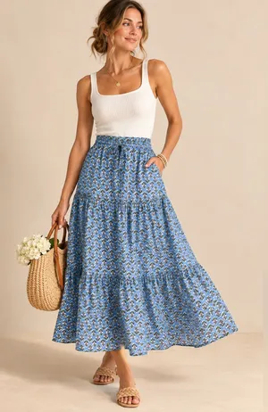 J.Crew Floral Tiered Boho Maxi Skirt Size Large thumbnail 1