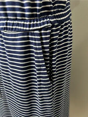 Hilary Radley Striped Navy and White Tie-Waist Dress with Pockets Size Large thumbnail 5
