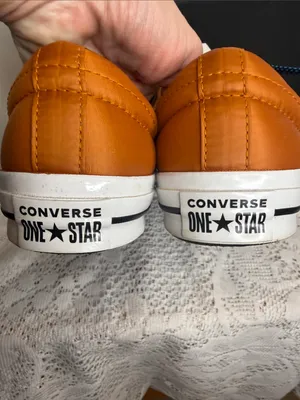 Converse leather low top burnt orange lace up shoes sz 8.5 thumbnail 5
