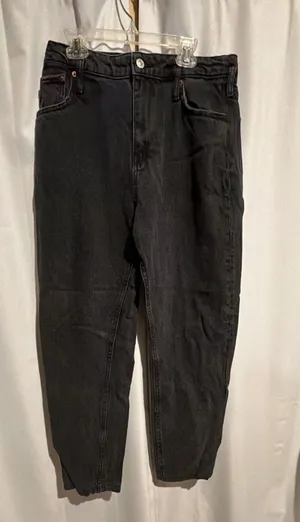 Zara Black Denim High Rise Mom Jeans thumbnail 1