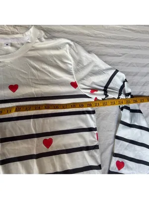 Women's Long Sleeve Stripes and Hearts Tee Size M #260229 thumbnail 4