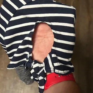 Nautica Shirt Womens Large Blue White Striped Nautical Tie‎ Sleeve 100% Cotton thumbnail 4
