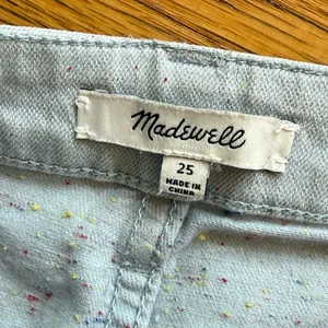 Madewell Emmett Cropped Wide Leg Pants, Light Blue Speckled Canvas, Sz 25, VGUC thumbnail 3