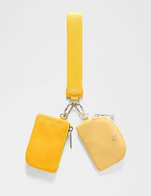 Lululemon NWT Dual Pouch Wristlet Maize Yellow Lemon Wash Card Holder thumbnail 1