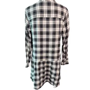 Gap Womens Black White Plaid Long Sleeve Button Down Dropped Waist Dress Size M thumbnail 4