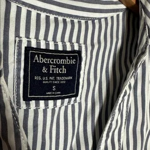 Abercrombie & Fitch Blue White Stripe Shirt Dress Pockets Preppy Beach Old Money thumbnail 5