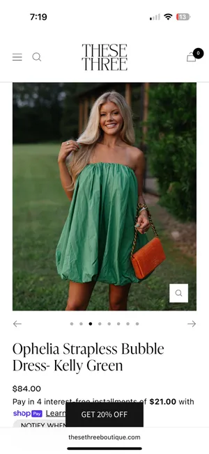 Kelly Green Bubble Dress These Three Boutique thumbnail 2
