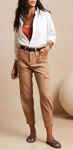 Banana‎ Republic Factory Utility Cargo Pant - Size 00 Petite - Iced Latte - NWOT thumbnail 1