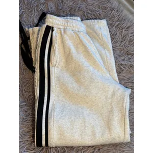 Refuge Heather Gray Lace Trim Side Stripe Sweatpants‎ Ribbon Tie Leg Medium thumbnail 3