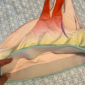 Fabletics Ombre One-Shoulder Sports Bra in Coral, Yellow, Mint thumbnail 3