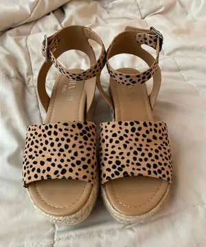 Leopard cheetah print espadrille platform sandals thumbnail 2