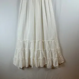 Betsey Johnson White Swiss Dot Midi Dress Smocked Waist Tiered Ruffle Milkmaid M thumbnail 8
