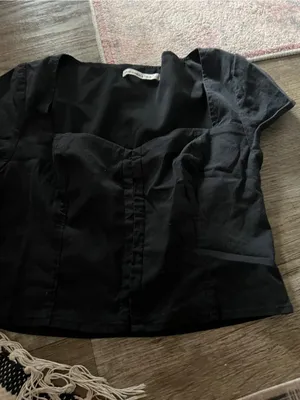 Abercrombie Black Short Sleeve Sweetheart Crop Top thumbnail 5