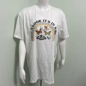 "TAKE A LOOK IT'S IN A BOOK" reading rainbow butterfly tee shirt size large FLAW thumbnail 2