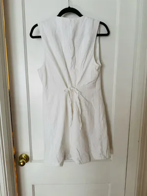 white A&F Mara linen-blend mini dress thumbnail 3