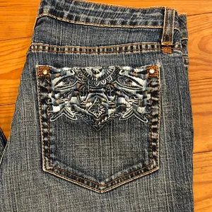 Kikit High Waist Embroidered Pocket Jeans Stretch Fit Flare 8 thumbnail 3