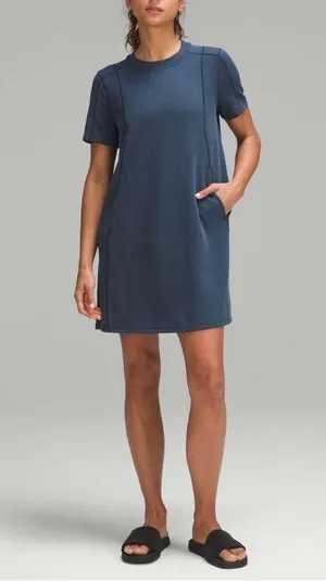 Lululemon Ribbed Softstreme T-Shirt Dress True Navy Blue Size 0 Relaxed/Oversize thumbnail 2