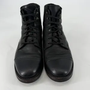 Thursday Boot Co Captain Black Matte Leather Lace Up Boots 7 Wide US thumbnail 2