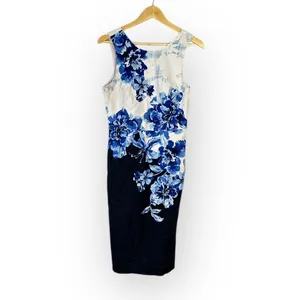 Maeve x Anthropologie Vanda Sheath Dress Women's 8 Blue Floral Sleeveless thumbnail 3