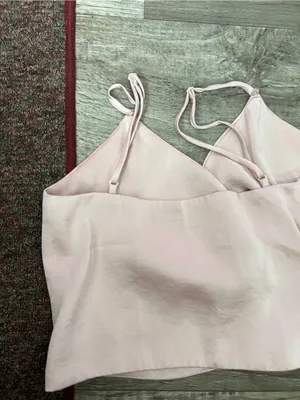 Aritzia Wilfred Blush Pink Satin Ruched Cami Top thumbnail 6