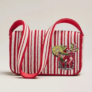 Anthropologie The Fiona Beaded Bag: Food & Drink Edition -Stripe Cocktail thumbnail 2