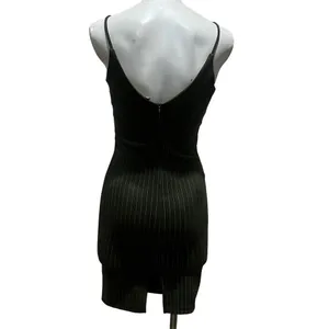 French Kiss Black Striped Mini Dress S Sleeveless V-Neck Party/Cocktail Summer thumbnail 2