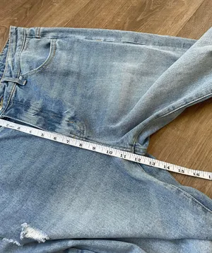 high rise straight leg distressed denim jeans women’s size 13/31 thumbnail 11