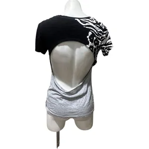Fox Racing T-Shirt Womens Size M Heather Gray Scoop Neck Open Back Cutout thumbnail 5