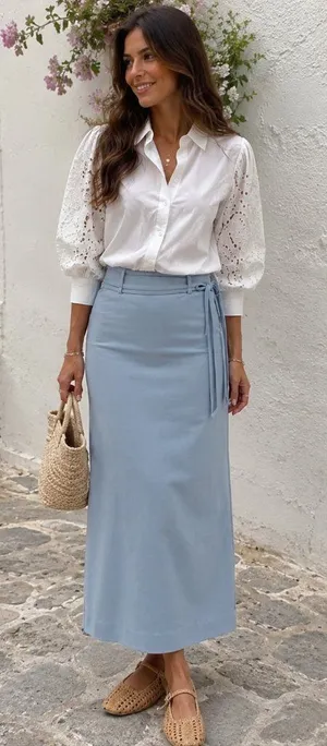 Sovere Volition Maxi Skirt Dawn Blue Size Small NWT Work Causal thumbnail 1