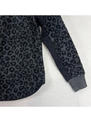 Abercrombie & Fitch Snap-Up Fleece Leopard Print Pullover Asymmetrical Sz Medium thumbnail 9