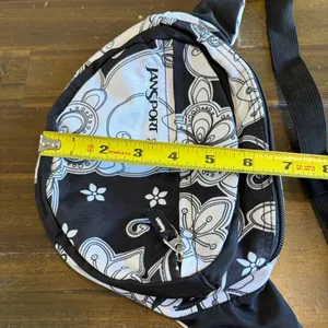 Vintage Jansport Floral Black White Fanny Pack Bum Bag Belt Waist Hawaiian thumbnail 3