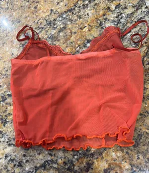 Ally Fashion Y2K Orange Lace Crop Top thumbnail 4